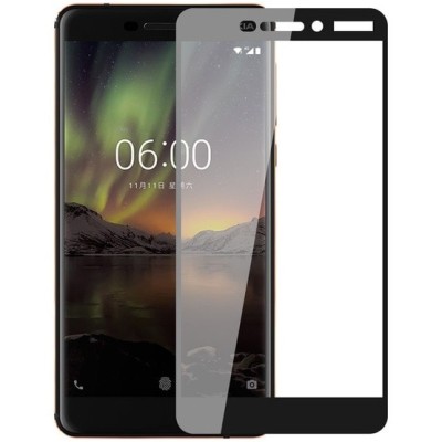Nokia 6 (2018) „Imak“ 9H Tempered Glass sustiprintos apsaugos juodas pilnai dengiantis apsauginis ekrano stiklas 0,2 mm / Prieda