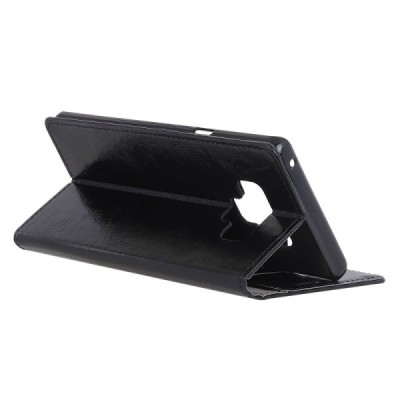 Samsung Galaxy Note 9 (N960F) atvēramais ādas melns maciņš (maks) / Vacins.lv