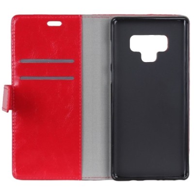 Samsung Galaxy Note 9 (N960F) atverčiamas raudonas odinis dėklas - piniginė / Priedai.lt