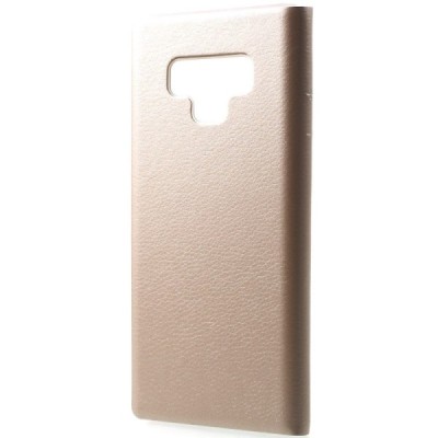 Samsung Galaxy Note 9 (N960F) auksinis odinis atverčiamas dėklas su langeliu / Priedai.lt