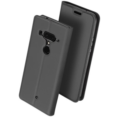 „Dux Ducis“ Skin serijos HTC U12 Plus juodas odinis atverčiamas dėklas / Priedai.lt