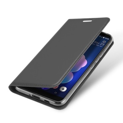 „Dux Ducis“ Skin serijos HTC U12 Plus juodas odinis atverčiamas dėklas / Priedai.lt