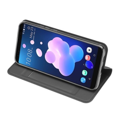 „Dux Ducis“ Skin serijos HTC U12 Plus juodas odinis atverčiamas dėklas / Priedai.lt