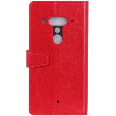 HTC U12 Plus atverčiamas raudonas odinis dėklas - piniginė / Priedai.lt
