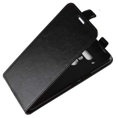 HTC U12 Plus klasisks ādas vertikāli atvēramais melns maciņš / Vacins.lv