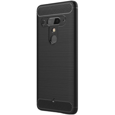 HTC U12 Plus „Carbon“ cieta silikona (TPU) melns apvalks / vacins.lv
