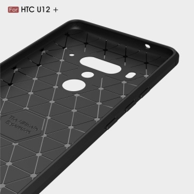 HTC U12 Plus „Carbon“ cieta silikona (TPU) melns apvalks / vacins.lv