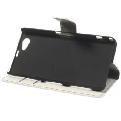 Sony Xperia Z1 compact atvēramais balts ādas futrālis - maciņš / Vacins.lv