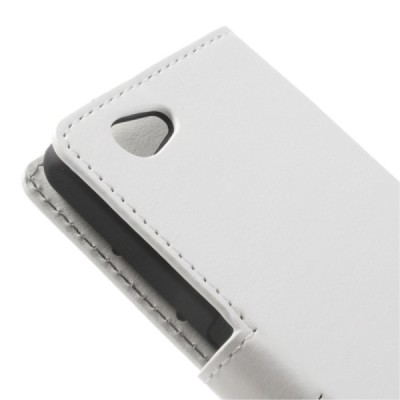 Sony Xperia Z1 compact atvēramais balts ādas futrālis - maciņš / Vacins.lv