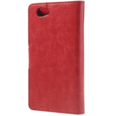 Sony Xperia Z1 compact atvēramais sarkans ādas futrālis - maciņš / Vacins.lv