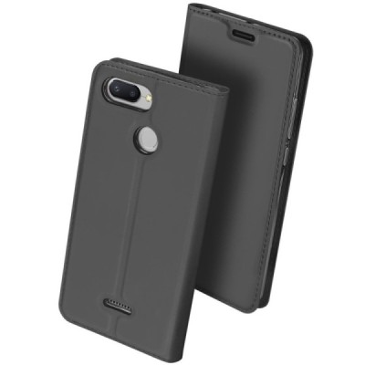 Xiaomi Redmi 6 „Dux Ducis“ Skin sērijas melns ādas atvērams maciņš / Vacins.lv