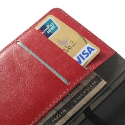 Sony Xperia Z1 compact atvēramais sarkans ādas futrālis - maciņš / Vacins.lv