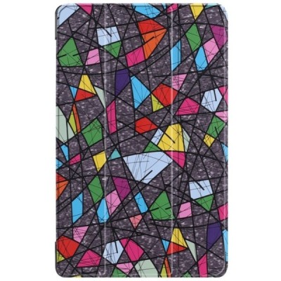 Samsung Galaxy Tab A 10.5 2018 (T590, T595) Mozaika atvēramais krāsains, balts maciņš / Vacins.lv