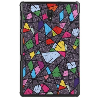 Samsung Galaxy Tab A 10.5 2018 (T590, T595) Mozaika atvēramais krāsains, balts maciņš / Vacins.lv