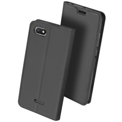 Xiaomi Redmi 6A „Dux Ducis“ Skin sērijas melns ādas atvērams maciņš / Vacins.lv