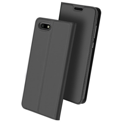 Huawei Y5 2018 (Honor 7S) „Dux Ducis“ Skin sērijas melns ādas atvērams maciņš / Vacins.lv