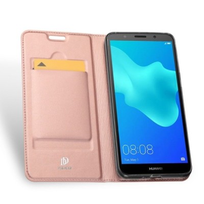 Huawei Y5 2018 (Honor 7S) „Dux Ducis“ Skin sērijas rozs ādas atvērams maciņš / Vacins.lv