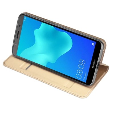Huawei Y5 2018 (Honor 7S) „Dux Ducis“ Skin sērijas zelta ādas atvērams maciņš / Vacins.lv