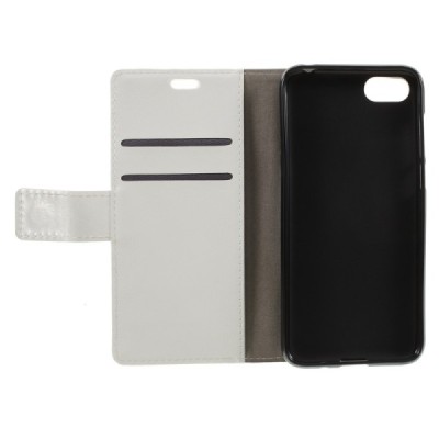Huawei Y5 2018 (Honor 7S) atvēramais ādas balts maciņš, grāmata (maks) / Vacins.lv