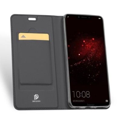 „Dux Ducis“ Skin serijos Huawei Honor Play juodas odinis atverčiamas dėklas / Priedai.lt