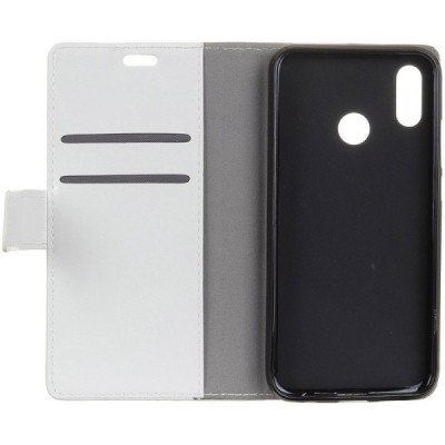 Huawei Honor Play atvēramais ādas balts maciņš, grāmata (maks) / Vacins.lv