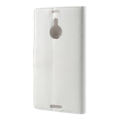 Nokia Lumia 1520 atvēramais balts ādas futrālis - maciņš / Vacins.lv