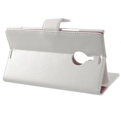 Nokia Lumia 1520 atvēramais balts ādas futrālis - maciņš / Vacins.lv