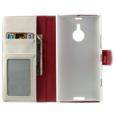 Nokia Lumia 1520 atvēramais balts ādas futrālis - maciņš / Vacins.lv