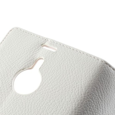 Nokia Lumia 1520 atvēramais balts ādas futrālis - maciņš / Vacins.lv