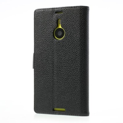 Odinis atverčiamas juodas Nokia Lumia 1520 dėklas (dėkliukas) - piniginė / Priedai.lt