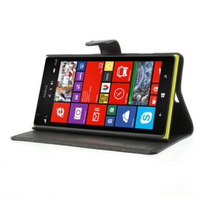 Odinis atverčiamas juodas Nokia Lumia 1520 dėklas (dėkliukas) - piniginė / Priedai.lt