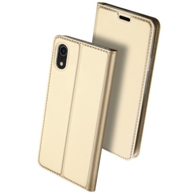 Apple iPhone Xr „Dux Ducis“ Skin sērijas zelta ādas atvērams maciņš / Vacins.lv