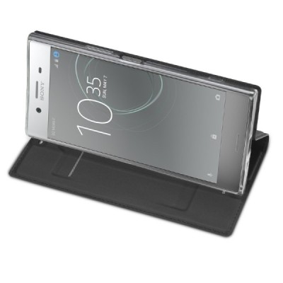 Sony Xperia XZ Premium (Xperia XZ Premium Dual) „Dux Ducis“ Skin sērijas melns ādas atvērams maciņš / Vacins.lv