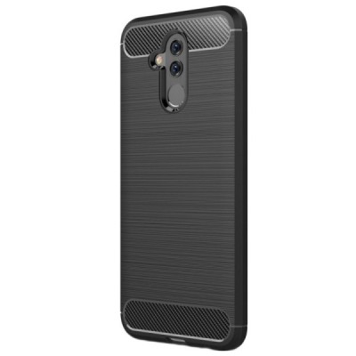 Huawei Mate 20 Lite „Carbon“ cieta silikona (TPU) melns apvalks / vacins.lv