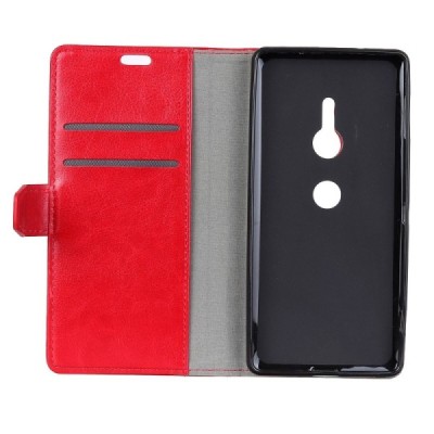 Sony Xperia XZ3 atvēramais ādas sarkans maciņš (maks) / Vacins.lv