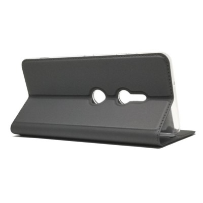 Sony Xperia XZ3 „Dux Ducis“ Skin sērijas melns ādas atvērams maciņš / Vacins.lv