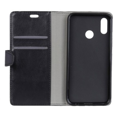 Asus Zenfone Max Pro (ZB601KL) atvēramais ādas melns maciņš (maks) / Vacins.lv