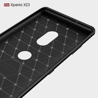 Sony Xperia XZ3 „Carbon“ cieta silikona (TPU) melns apvalks / vacins.lv