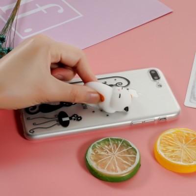 Apple iPhone 7 Plus (iPhone 8 Plus) „Squezy“ Cat kieto silikono TPU skaidrus dėklas - nugarėlė / Priedai.lt