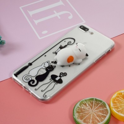 Apple iPhone 7 Plus (iPhone 8 Plus) „Squezy“ Cat kieto silikono TPU skaidrus dėklas - nugarėlė / Priedai.lt