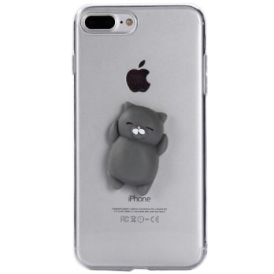 Apple iPhone 7 Plus (iPhone 8 Plus) „Squezy“ Grey Cat cieta silikona (TPU) dzidrs apvalks / vacins.lv