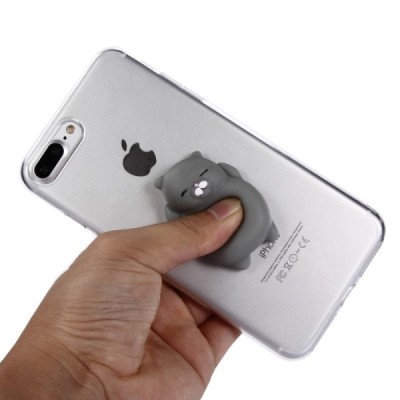 Apple iPhone 7 Plus (iPhone 8 Plus) „Squezy“ Grey Cat cieta silikona (TPU) dzidrs apvalks / vacins.lv