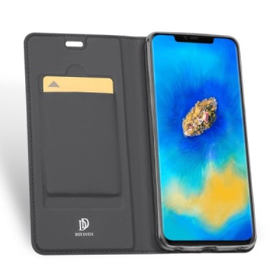 „Dux Ducis“ Skin serijos Huawei Mate 20 Pro pilkas odinis atverčiamas dėklas | Priedai.lt