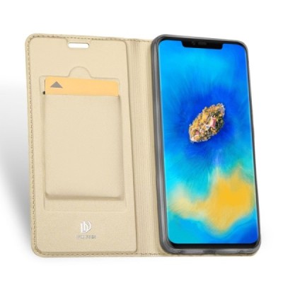 Huawei Mate 20 Pro „Dux Ducis“ Skin sērijas zelta vādas atvērams maciņš / Vacins.lv