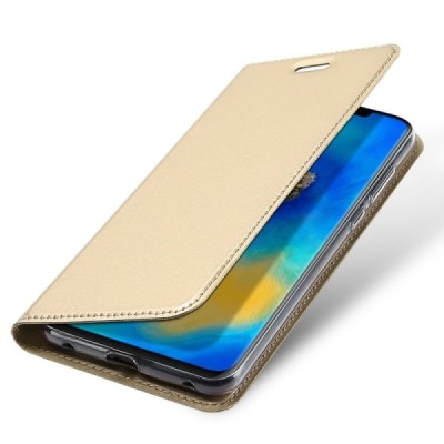 Huawei Mate 20 Pro „Dux Ducis“ Skin sērijas zelta vādas atvērams maciņš / Vacins.lv