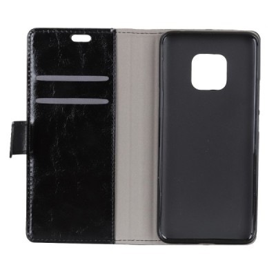 Huawei Mate 20 Pro atverčiamas juodas odinis dėklas - piniginė / Priedai.lt