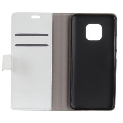 Huawei Mate 20 Pro atverčiamas baltas odinis dėklas - piniginė / Priedai.lt