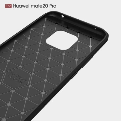 Huawei Mate 20 Pro „Carbon“ kieto silikono TPU juodas dėklas - nugarėlė / Priedai.lt