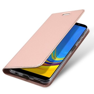 Samsung Galaxy A7 (2018) „Dux Ducis“ Skin sērijas rozs ādas atvērams maciņš / Vacins.lv