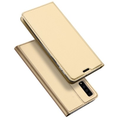 Samsung Galaxy A7 (2018) „Dux Ducis“ Skin sērijas zelta ādas atvērams maciņš / Vacins.lv